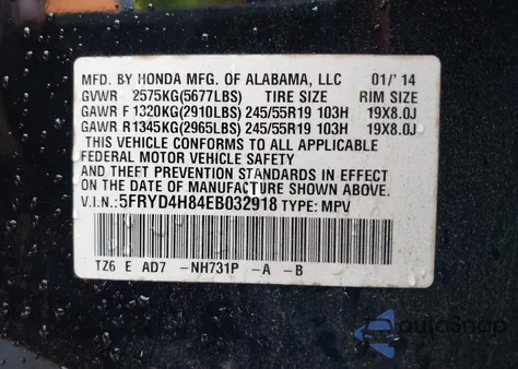 2014 Acura Mdx Advance Pkg W/Entertainment Pkg из США, поврежденный, VIN 5FRYD4H84EB032918